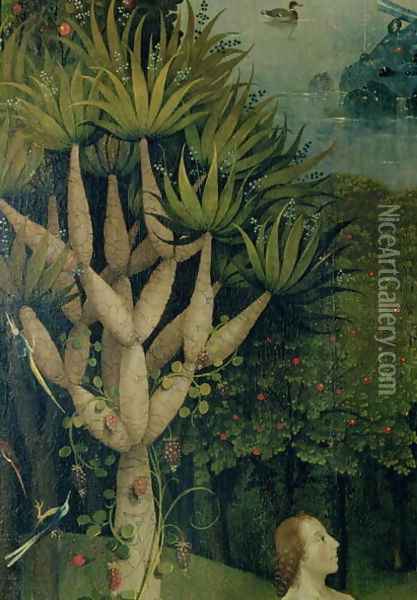 The Tree of the Knowledge of Good and Evil, detail from the right panel of The Garden of Earthly Delights, c.1500 Oil Painting - Hieronymous Bosch