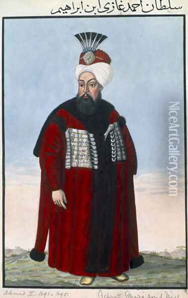 Ahmed II (1642-95) Sultan 1691-95, from A Series of Portraits of the Emperors of Turkey, 1808 Oil Painting - John Young