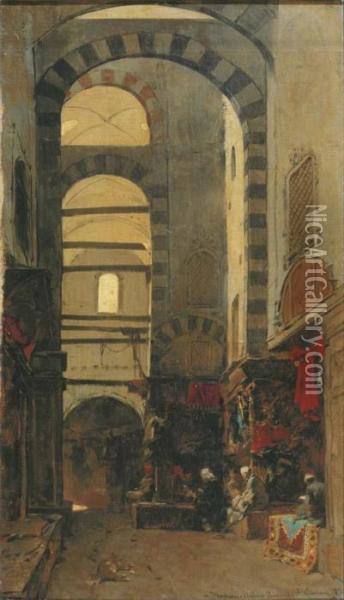 A Quiet Afternoon At The Bazar Oil Painting - Alberto Pasini