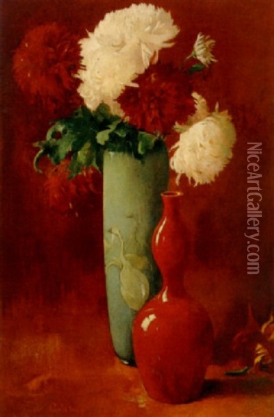 Vase And Flowers Oil Painting - Emil Carlsen
