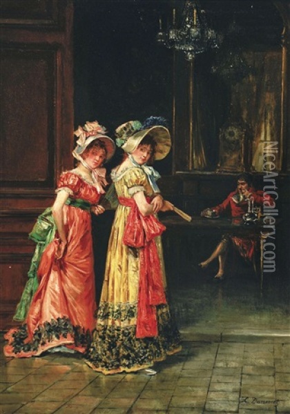 Twee Elegante Dames Oil Painting - Leon Marie Constant Dansaert