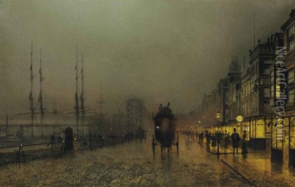 Saturday Night On The Clyde At Glasgow Oil Painting - John Atkinson Grimshaw