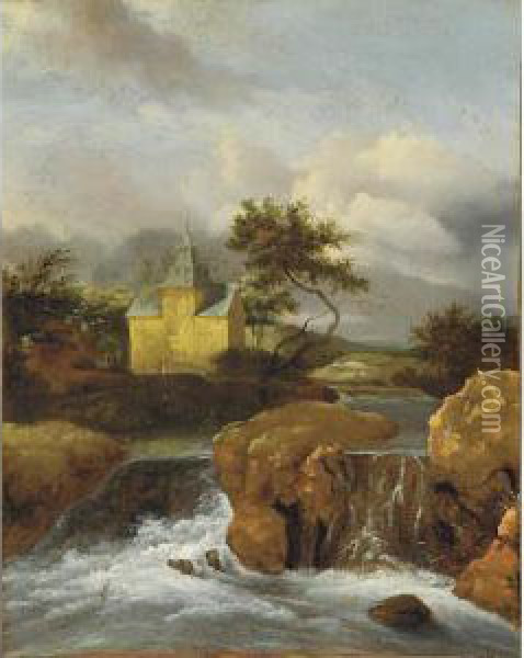 River Landscape Oil Painting - Jacob Salomonsz. Ruysdael