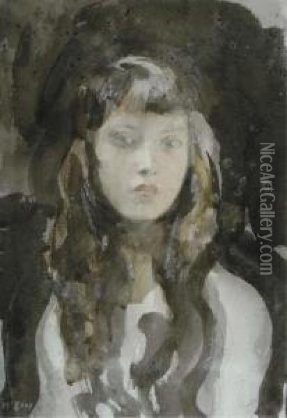 Portrait Of A Young Girl Oil Painting - Ambrose McEvoy