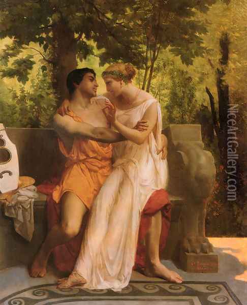 L'idylle (The Idyll) Oil Painting - William-Adolphe Bouguereau