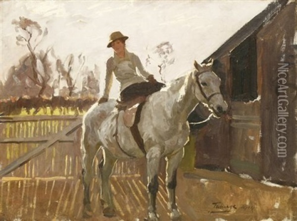 'a Favourite Mount' Oil Painting - Algernon Talmage