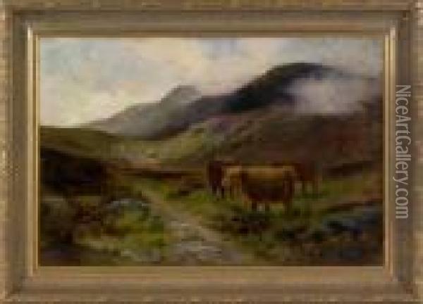 Landscape With Highland Cattle Oil Painting - Daniel Sherrin