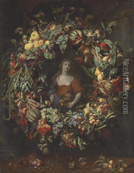 Pomona Encircled By A Garland Of Fruit Oil Painting - Frans Snyders