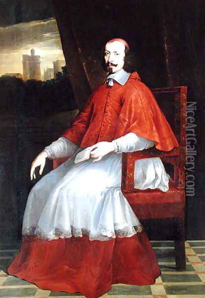 Portrait of Cardinal Jules Mazarin (1602-61) Oil Painting - Philippe de Champaigne