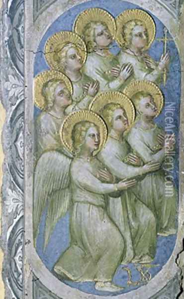 The Seven Angels of the Apocalypse Receive the Seven Flasks 1360-70 Oil Painting - Giusto di Giovanni de' Menabuoi