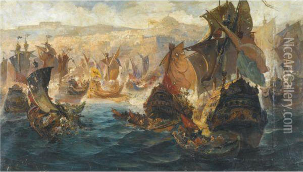 The Crusader Invasion Of Constantinople Oil Painting - Vassilios Chatzis