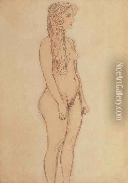 Stehender Machenakt im Profil nach rechts Oil Painting - Gustav Klimt