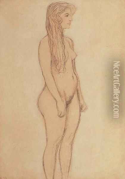 Stehender Machenakt im Profil nach rechts Oil Painting - Gustav Klimt