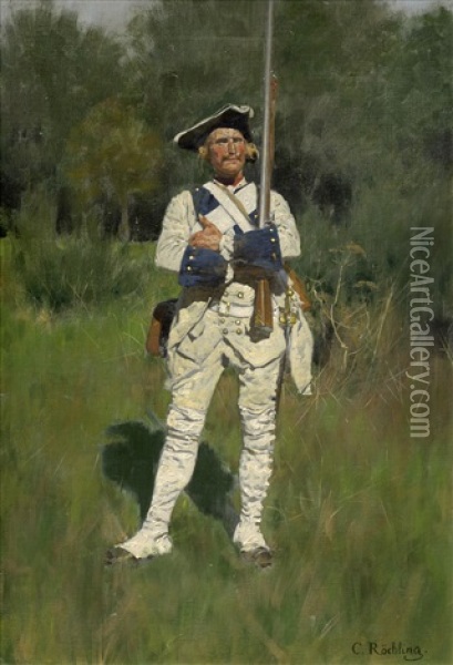 Osterreichischer Grenadier, Wache Haltend Oil Painting - Carl Roechling