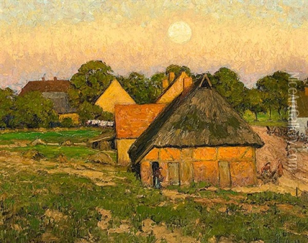 Dorf In Der Abendsonne Oil Painting - Carl Hessmert