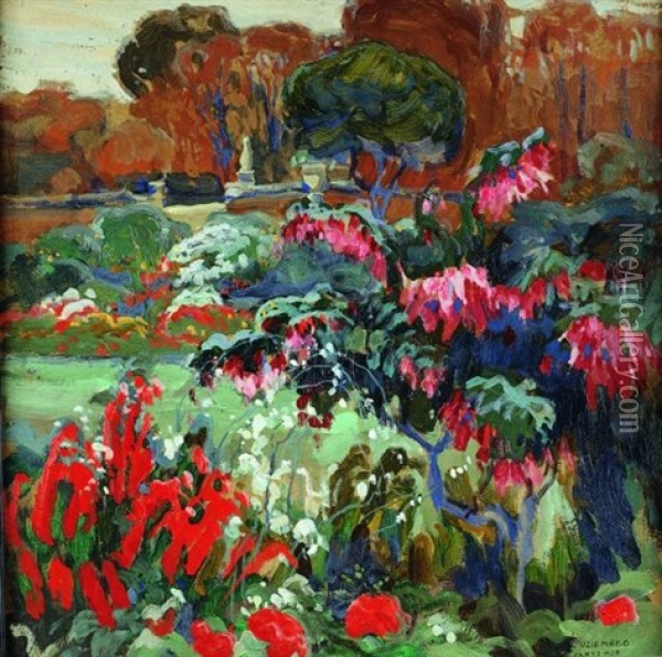 Jesien W Ogrodzie Luksemburskim Oil Painting - Henryk Uziemblo