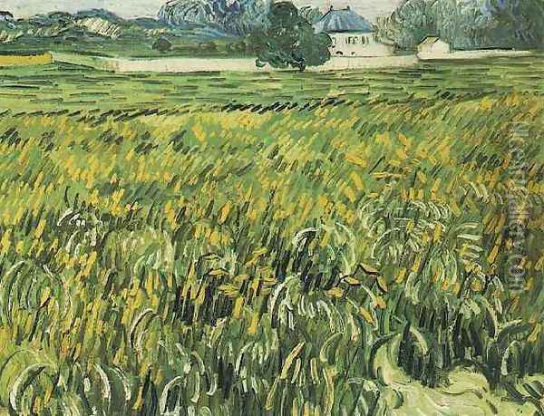 Champ de blé et maison blanche 1890 Oil Painting - Vincent Van Gogh