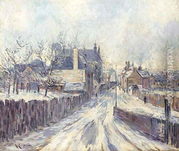 L'entree du village de Mortain sous le neige Oil Painting - Gustave Loiseau