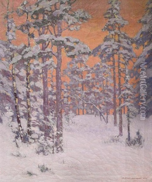 Winter In The Woods Oil Painting - Alfred Jansson