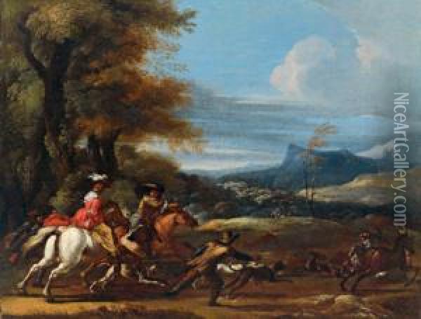 Caccia Al Cervo Oil Painting - Cornelis de Wael