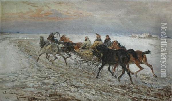 Powrot Z Targu Oil Painting - Ignacy (Czeslaw Wasilewski) Zygmuntowicz