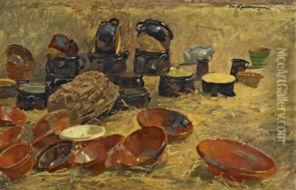 Stillleben Mit Topferware Oil Painting - Friedrich Kallmorgen