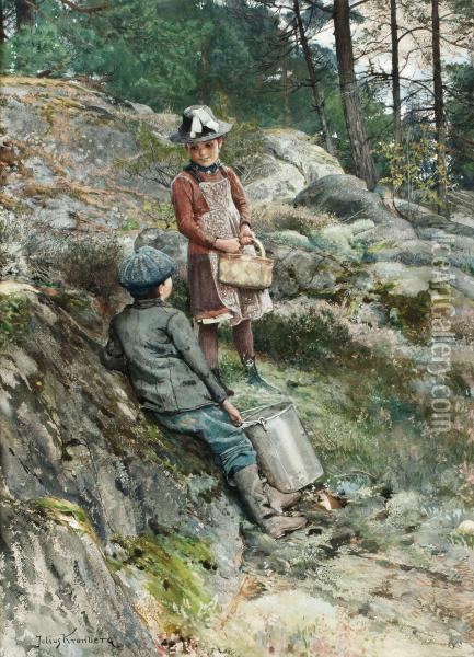 Kurtis I Skogsbacken Oil Painting - Julius Kronberg