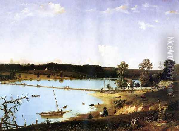 Bridge over Hunting Lake Near Alexandria, Virginia Oil Painting - William MacLeod