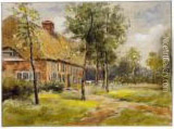 A Thatched House In A Wooded Garden Oil Painting - Anton Mauve