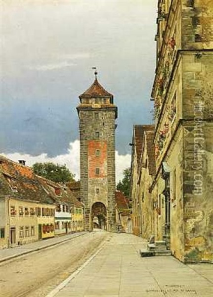 Spitaltor I Rothenburg Oil Painting - Josef Theodor Hansen