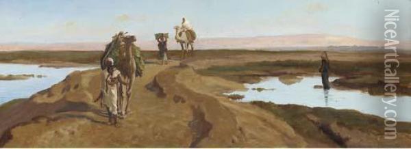 A Bedouin Forage Party Oil Painting - Frederick Goodall