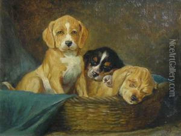 Chiots Oil Painting - Olaf August Hermansen