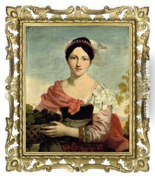 Portrait Of Mrs Charles H. Bellenden Ker, Half-length Oil Painting - Charles Lock Eastlake
