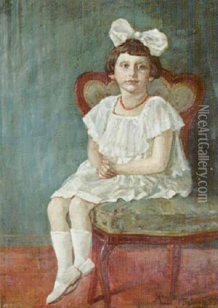 Portret Dziewczynki-renia (1920) Oil Painting - Maurycy Trebacz