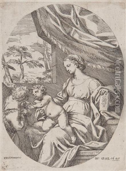 The Virgin And Child With The Infant St John Baptist Oil Painting - Carlo Maratta or Maratti
