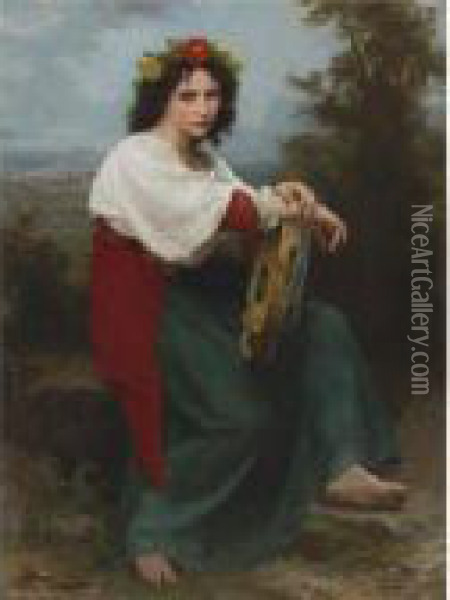 L'italienne Au Tambour De Basque Oil Painting - William-Adolphe Bouguereau