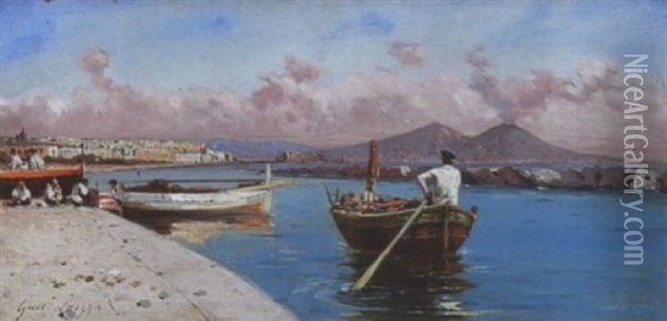 Blick Auf Die Bucht Von Neapel Oil Painting - Giuseppe Laezza