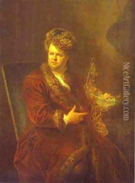 Portrait Of Johann Melhior Dinglinger 1721 Oil Painting - Antoine Pesne