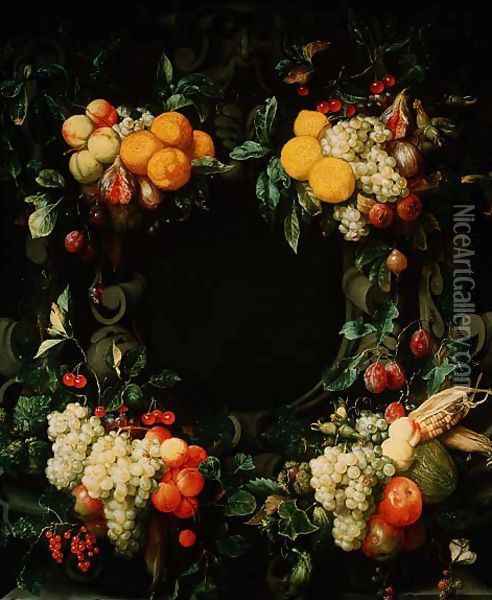 Garland of fruit around an empty niche Oil Painting - Jan Frans van Son