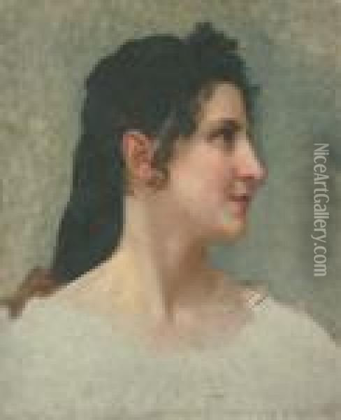 Etude De Tete De Femme Brune, De Profil Oil Painting - William-Adolphe Bouguereau