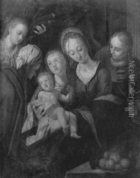 Sainte Famille Avec Sainte Anne Et Un Ange Oil Painting - Hans Von Aachen