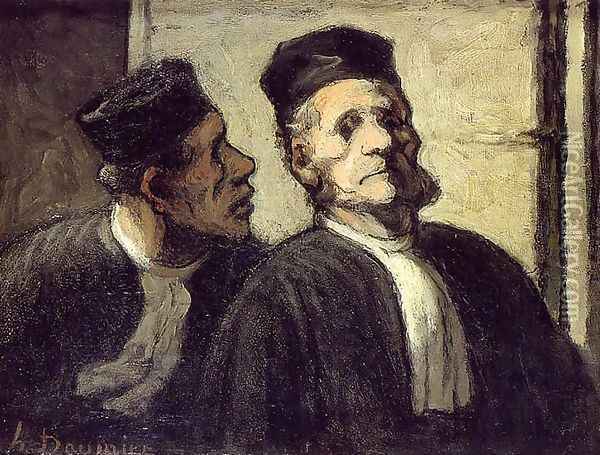The Two Lawyers Oil Painting - Honore Daumier