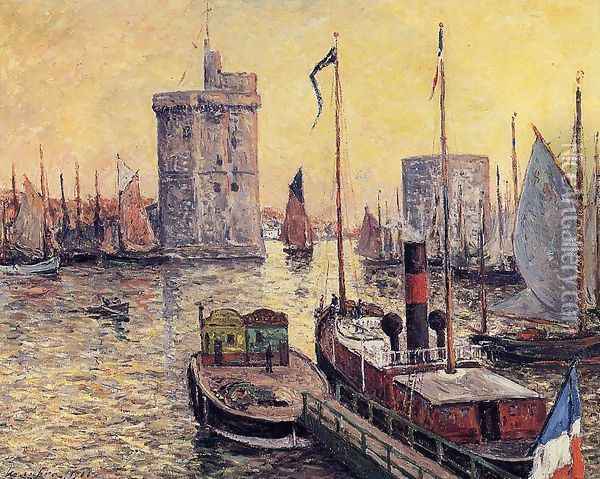 The Port of La Rochelle at Twilight Oil Painting - Maxime Maufra