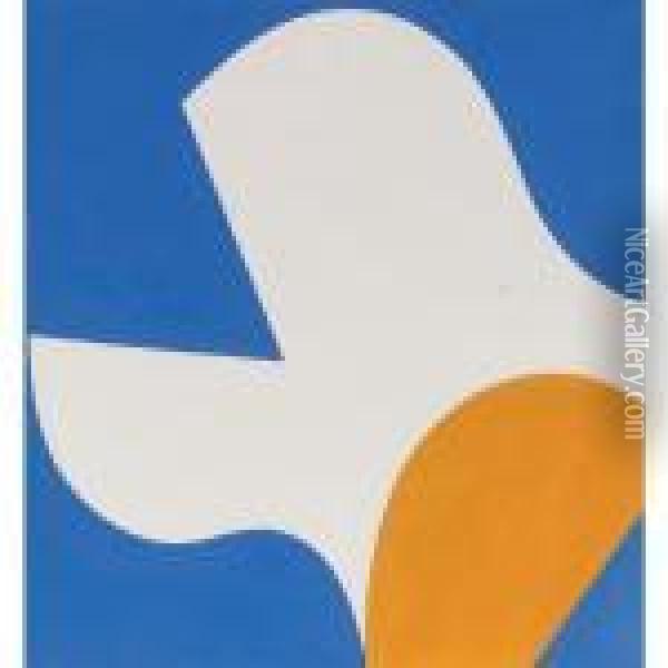 White And Yellow Slotted Figure Oil Painting - Sophie Taeuber-Arp