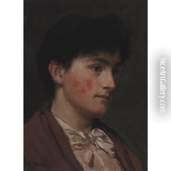 Portrait Of A Woman Oil Painting - Edwin Harris