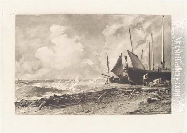 Seabeach, Brighton Oil Painting - David Lucas
