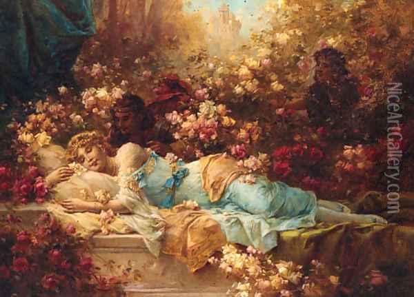 Sleeping Beauty Oil Painting - Hans Zatzka