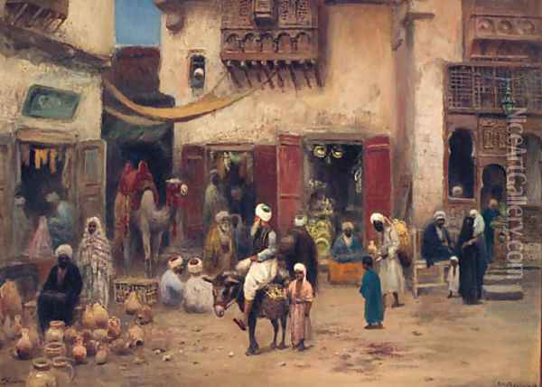 In The Souk, Cairo Oil Painting - Frans Wilhelm Odelmark