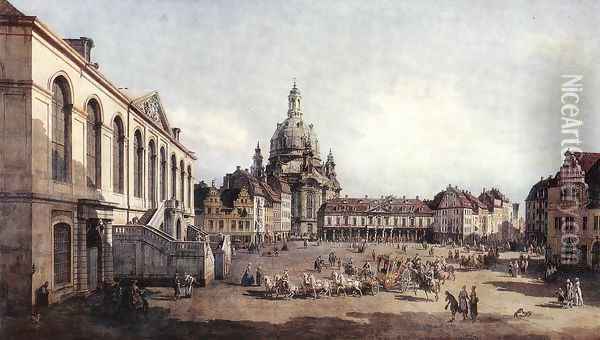 New Market Square in Dresden from the Jüdenhof 1749-51 Oil Painting - Bernardo Bellotto