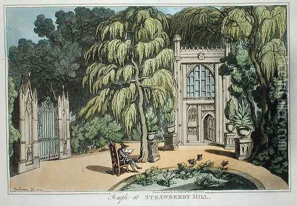 Temple at Strawberry Hill, from Sketches from Nature, published 1822 Oil Painting - Thomas Rowlandson